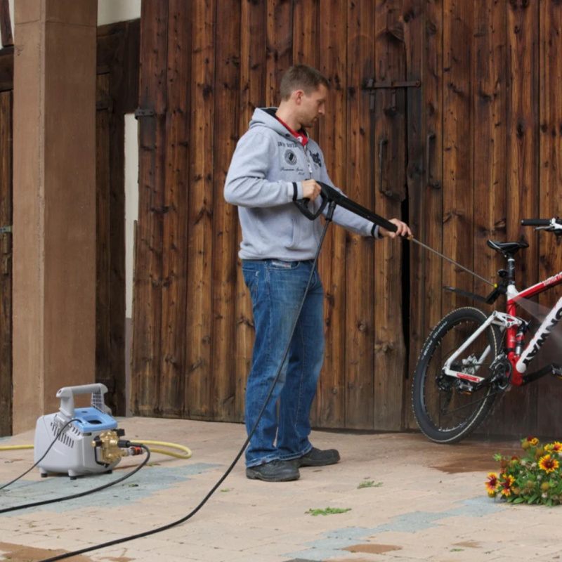 Kranzle K1050P Cold Water Pressure Washer Being Used on Bike