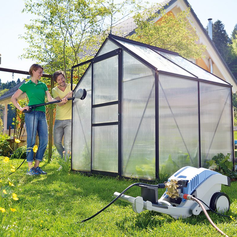Kranzle K1050TS Cold Water Pressure Washer Being Used on Greenhouse