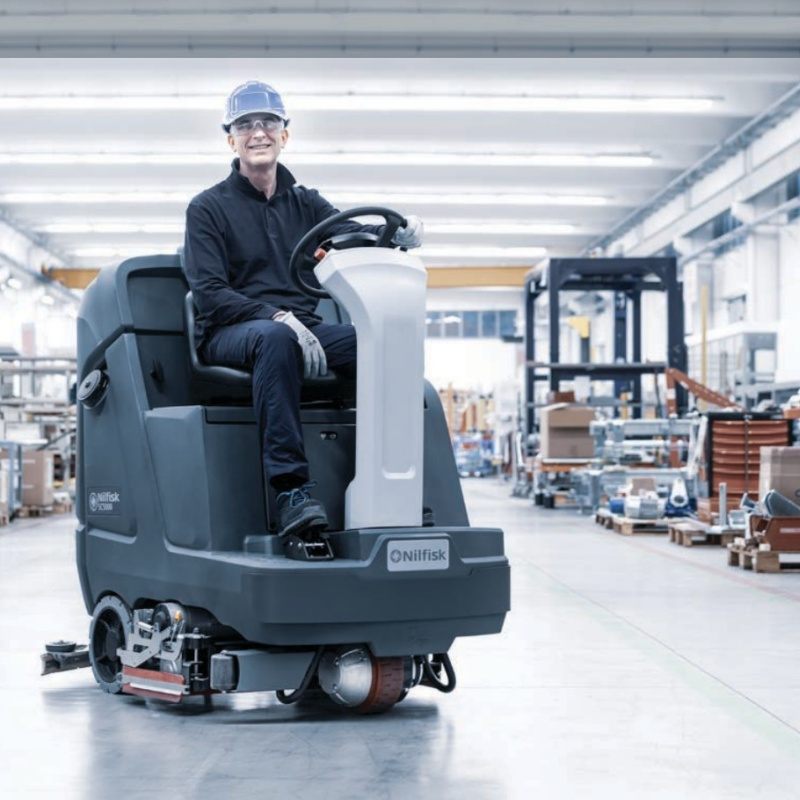 Nilfisk SC5000 Large Ride-On Scrubber Dryer Man Driving Machine