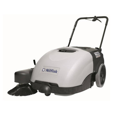 Nilfisk SW750 Mid Sized Walk Behind Sweeper Angle View