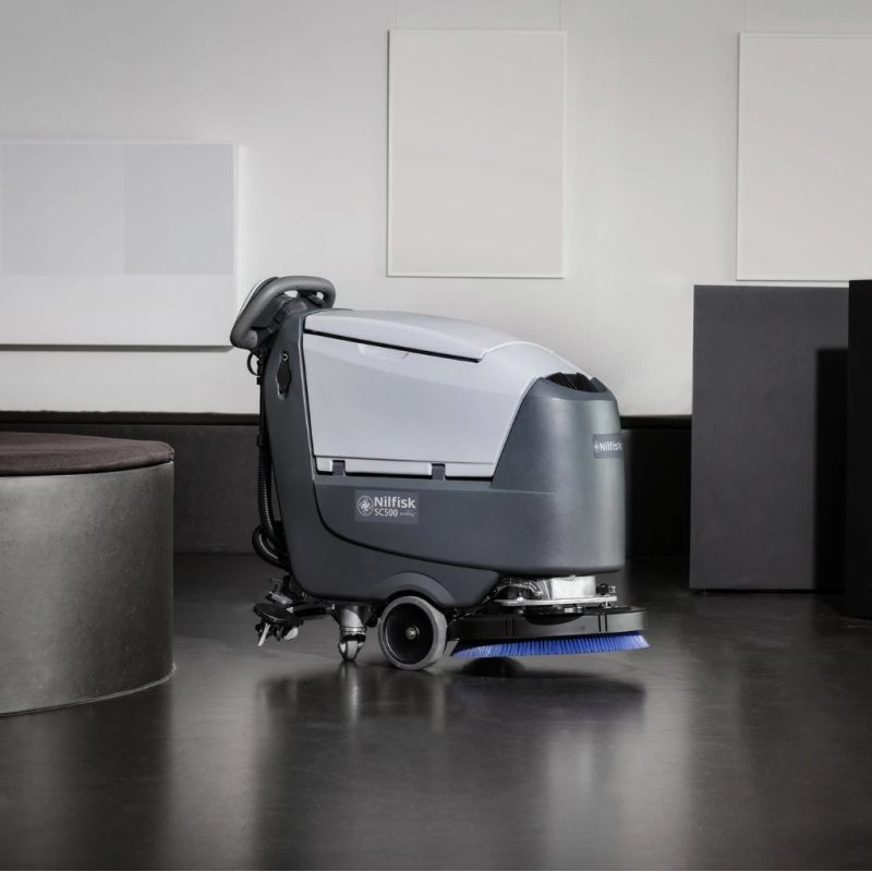 Nilfisk SC500 Mid Sized Walk Behind Scrubber Action View