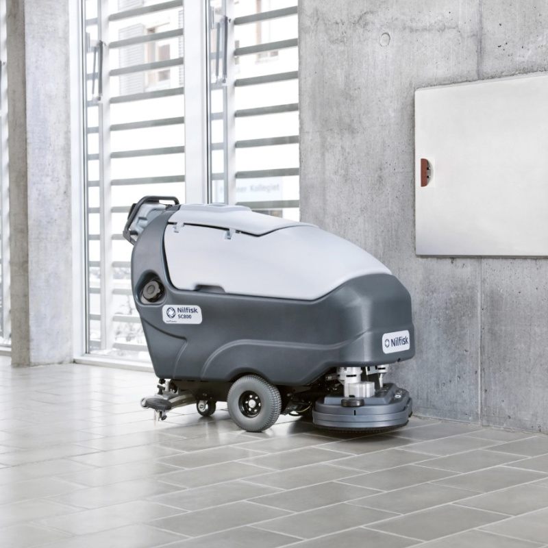 Nilfisk SC800 Large Walk Behind Scrubber Dryer Action View