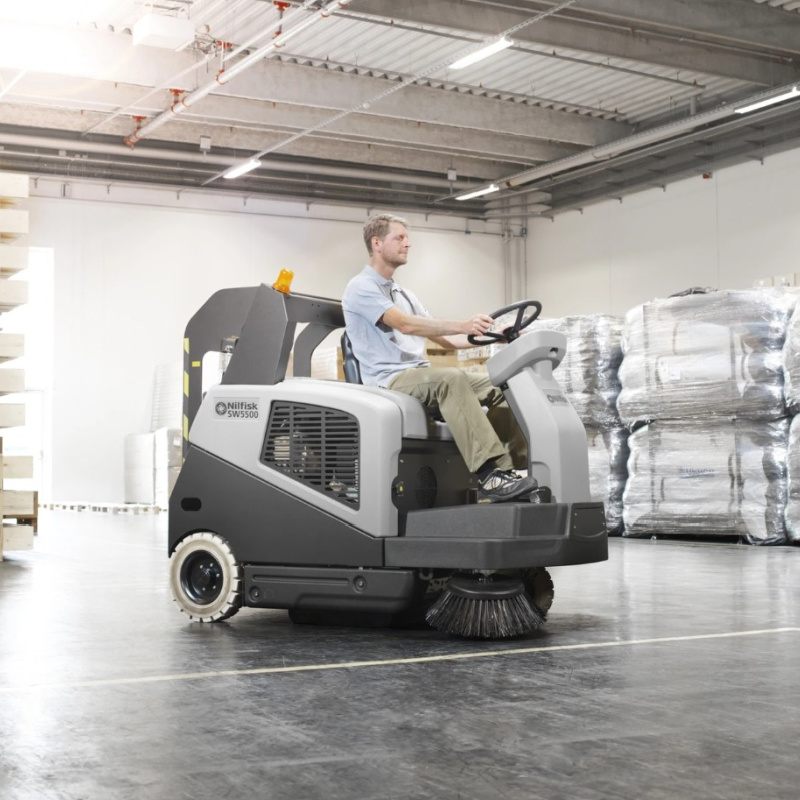 Nilfisk SW5500 Ride On Sweeper Action Side