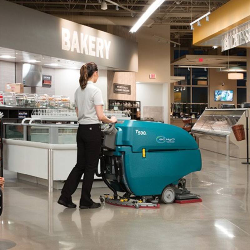 Tennant 500E Walk Behind Floor Scrubber In Supermarket