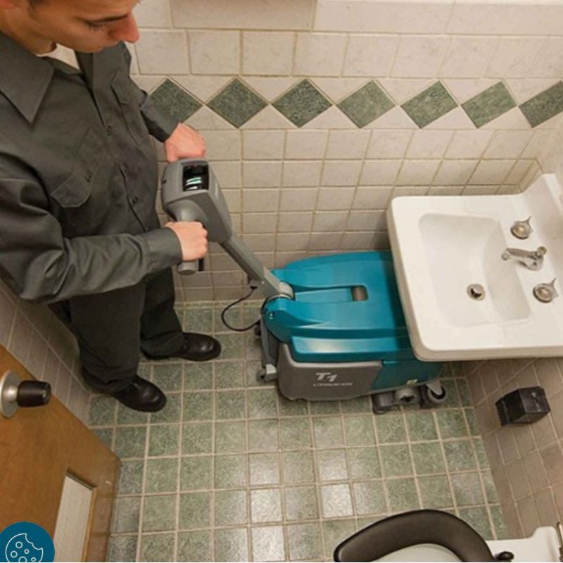 Tennant T1B Battery Compact Floor Scrubber Bathroom