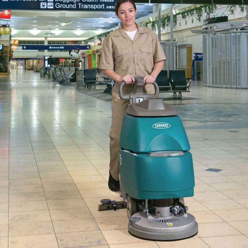 Tennant T2 Walk Behind Floor Scrubber Action