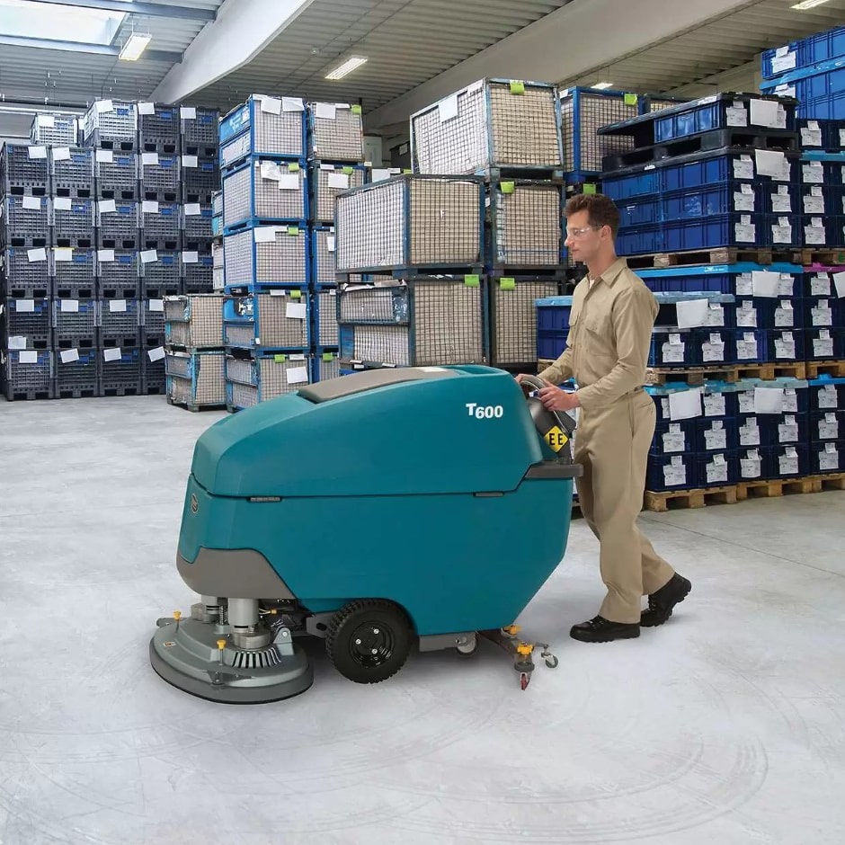 Tennant T600 Walk Behind Floor Scrubber Action