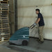 Tennant S7 Walk Behind Battery Sweeper Side View  In Use