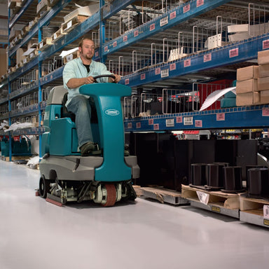 Tennant T7 Micro Ride-On Floor Scrubber Action