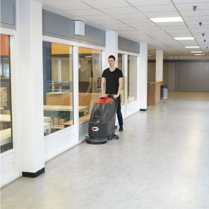 Viper AS510B Walk Behind Dryer Scrubber In Hallway