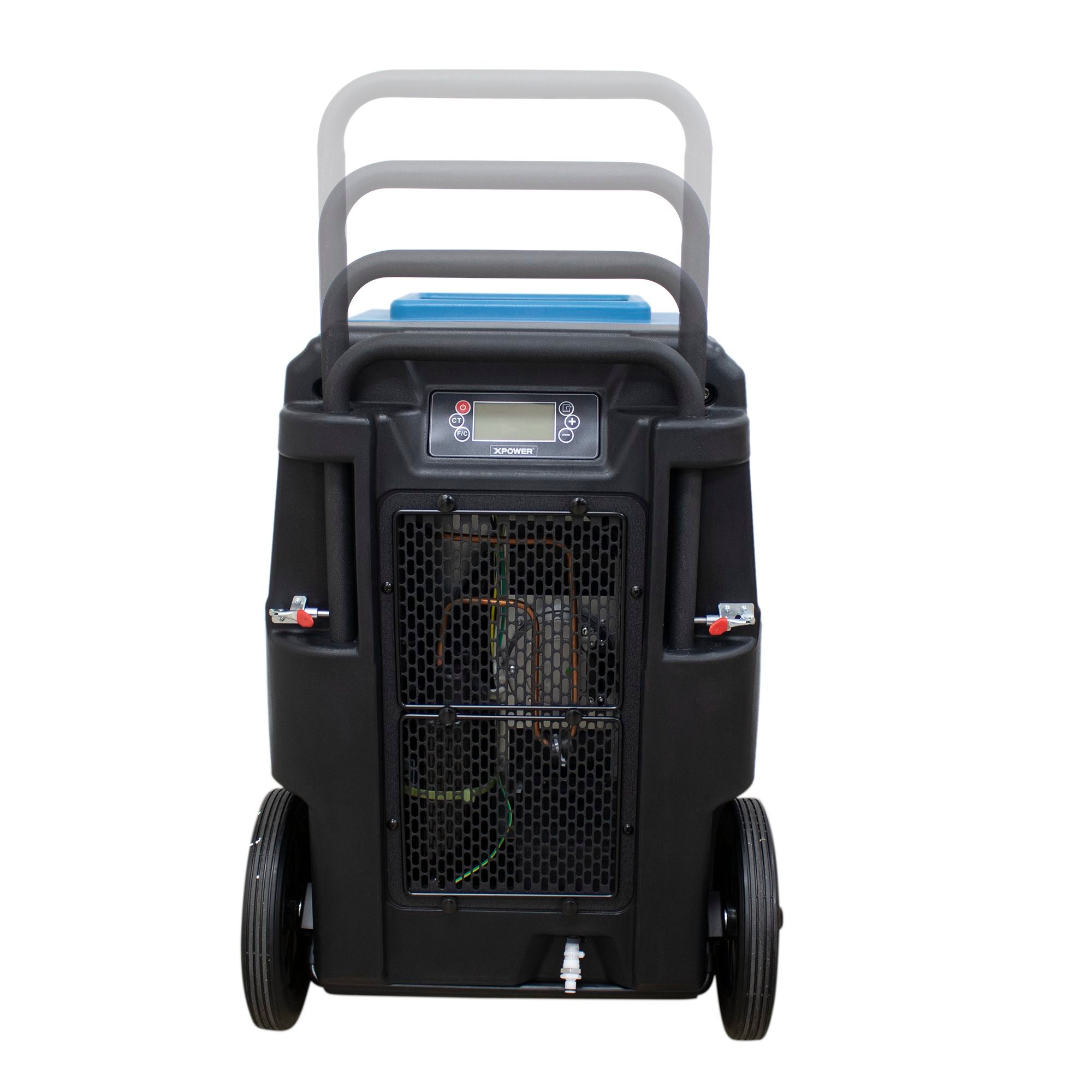 XPOWER 165L Commercial LGR Dehumidifier with Wheels and Mobility Handle Back